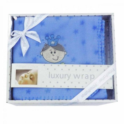 Little Prince Luxury Boxed Baby Wrap / Blanket Blue