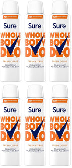 6 x Sure Women Whole Body Fresh Citrus  - 150ML