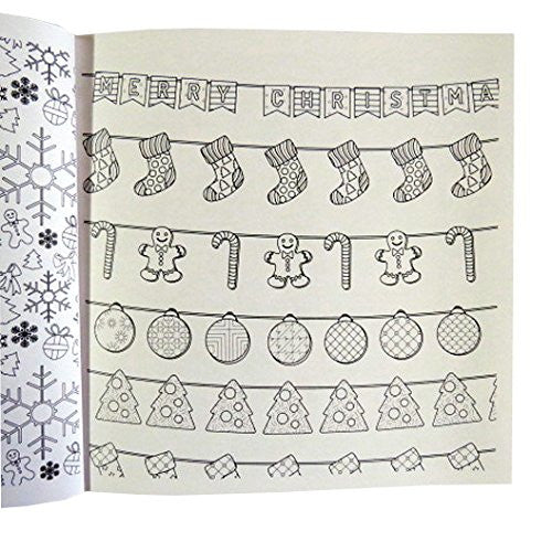 Colouring Therapy, Christmas Premium Adult Colouring Book - 60 Designs to Colour - Size 210mm x 210mm