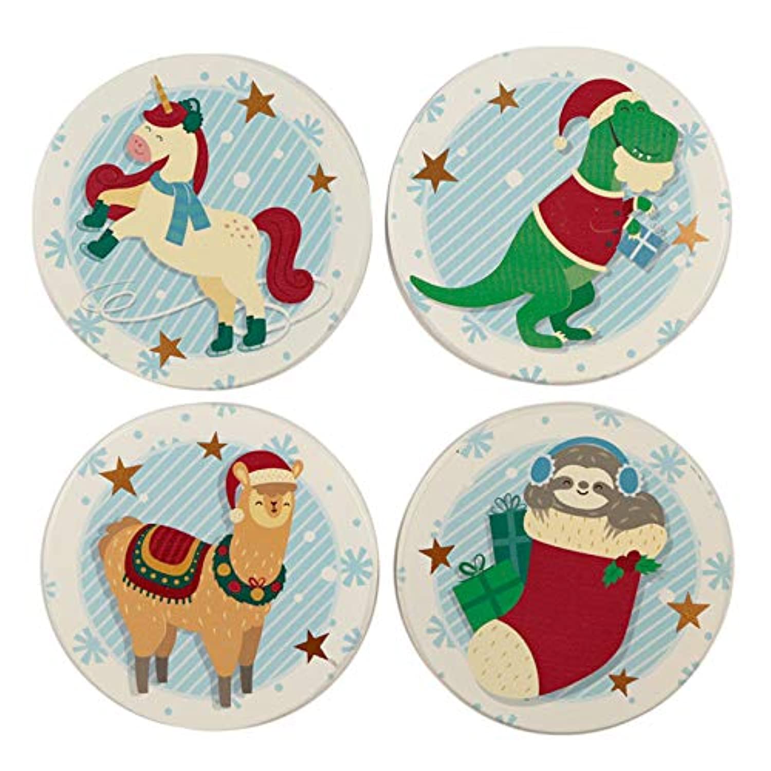 Puckator Festive Friends Set of 4 Christmas Coasters