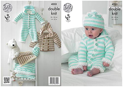 King Cole Cuddles DK Double Knitting Pattern Baby Clothes Set - Onesie Coat Hat & Blanket (4233)