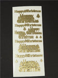 A Pack of 3 Gold Happy Christmas peeloffs - PEEL OFF CRAFT STICKERS