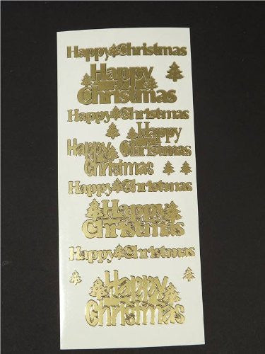 A Pack of 3 Gold Happy Christmas peeloffs - PEEL OFF CRAFT STICKERS