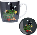 Puckator XMUGC24 Kim Haskins Christmas Tree Catastrophe Cats Porcelain Mug and Coaster Set