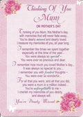Loving Memory Mother's Day Graveside Memorial Card & Holder 5.75 x 4"- Thinking Of You Mum 35002