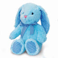 Baby Blue Gorgeous All Blue Bunny Rabbit With Gingham Detailing - Size 25cm