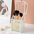London Boutique Large Makeup Organiser Cosmetic Storage Makeup Brush Holder with Lid Dustproof Pearls (White)
