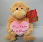from mums little monkey bear holding heart with the words mums little monkey