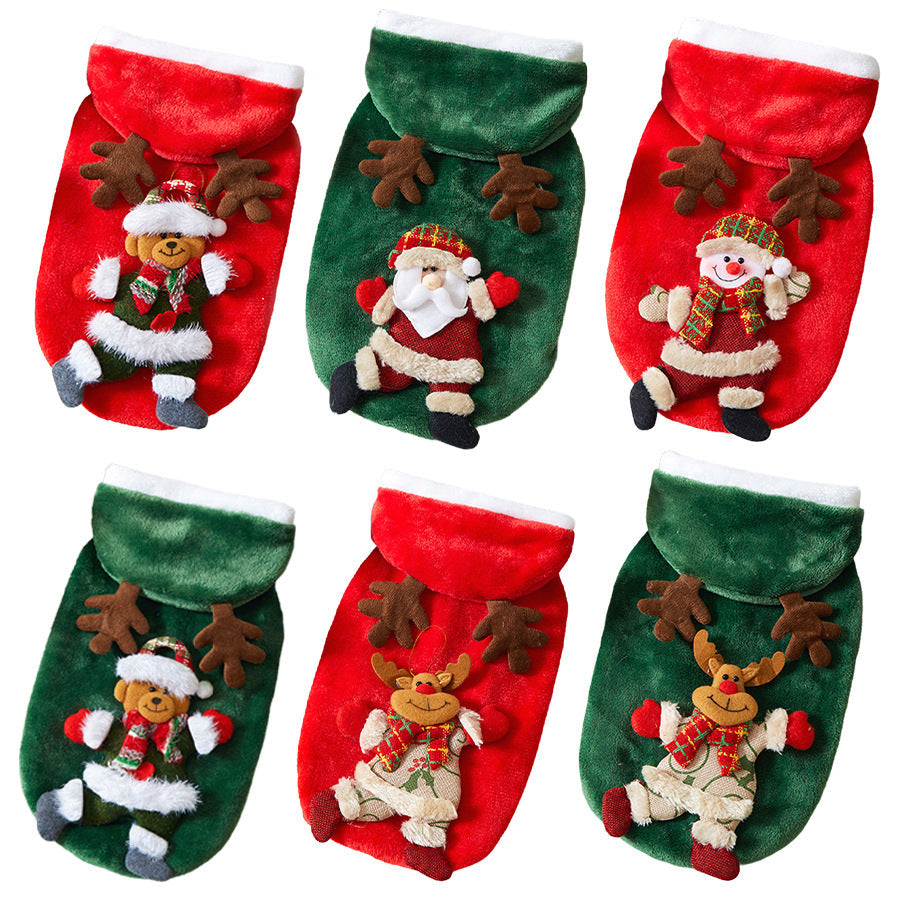 Pet Christmas Costumes Flannel Material Suitable For Small Cats And Dogs