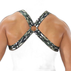 TOF Paris Fetish Elastic Chest Harness Khaki Camouflage