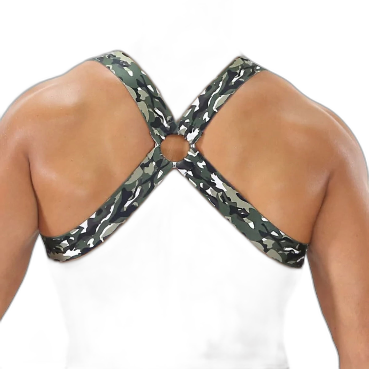 TOF Paris Fetish Elastic Chest Harness Khaki Camouflage