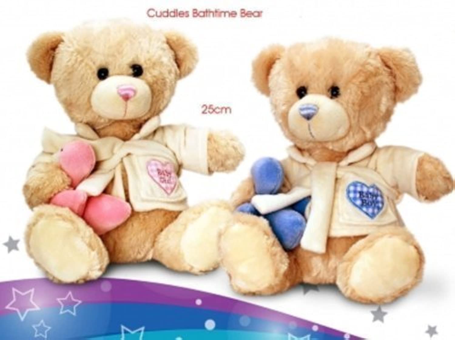 Deluxe Cuddles Bath Time Bear -Baby Blue or Baby Pink 25cm