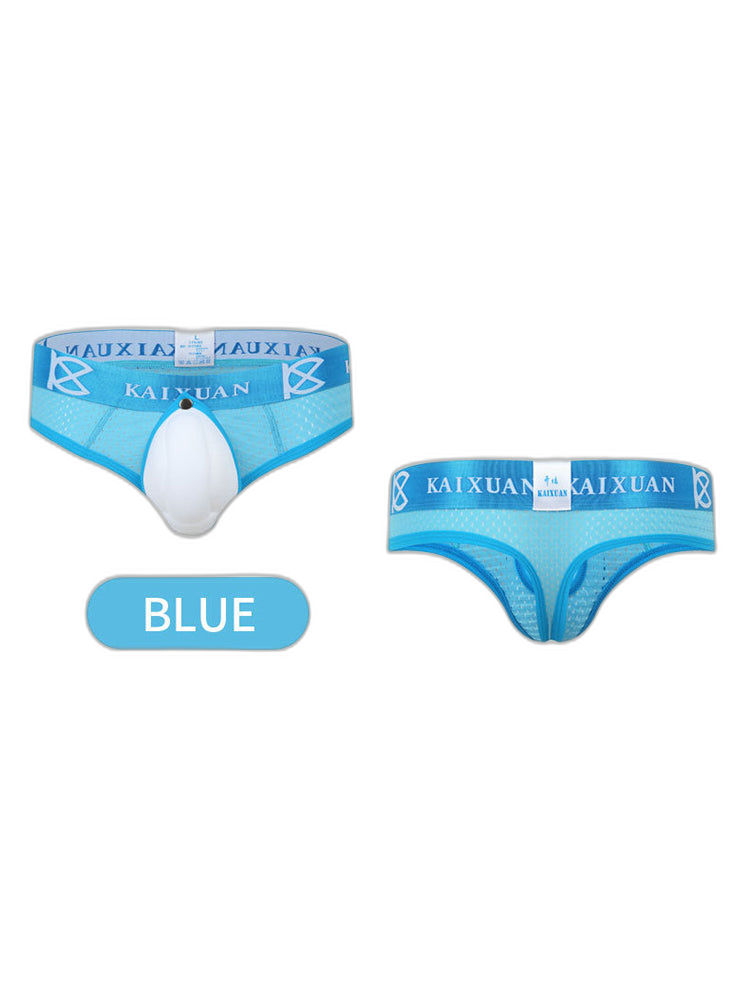 2 Pack Men's Breathable Mesh Removable U-Shaped Pocket Thongs