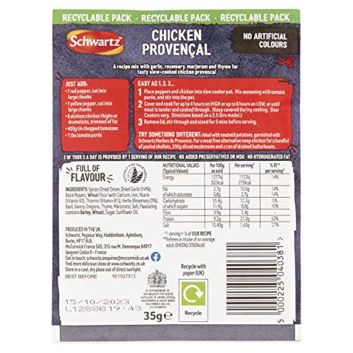 Schwartz Slow Cookers Chicken Provençal Recipe Mix, 35g