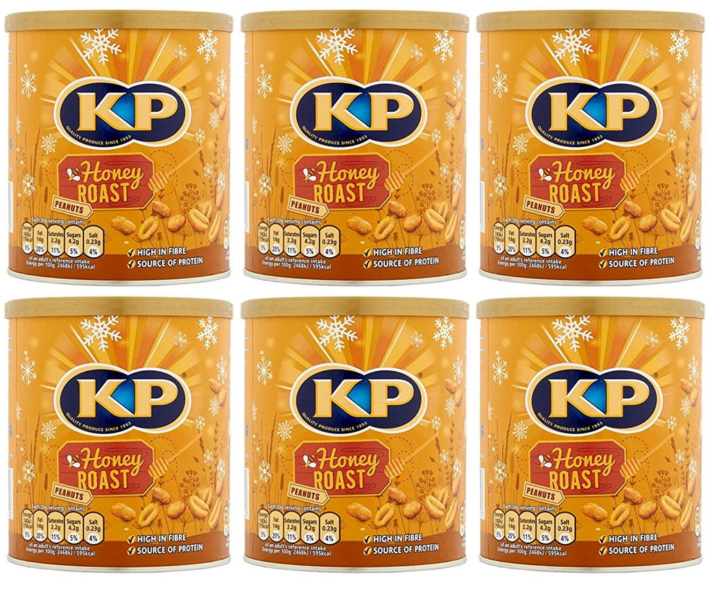 6 X Kp Honey Roasted Peanuts Tin 375GM