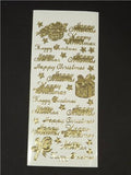 A Pack of 3 Gold Happy Christmas & Gifts peeloffs - PEEL OFF CRAFT STICKERS