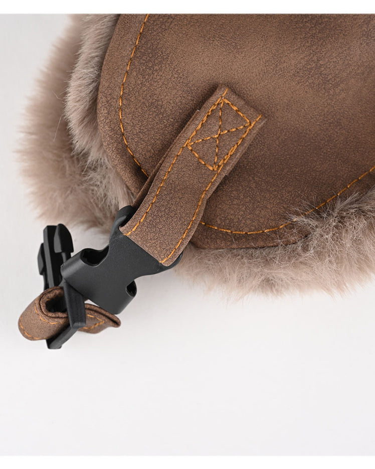 Vintage Leather Earflap Aviator Hat