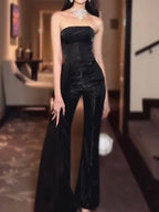 Black Tube Top & High Waist Pants Set