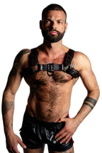 ruff GEAR RAW  Leather Bulldog Harness Black Red