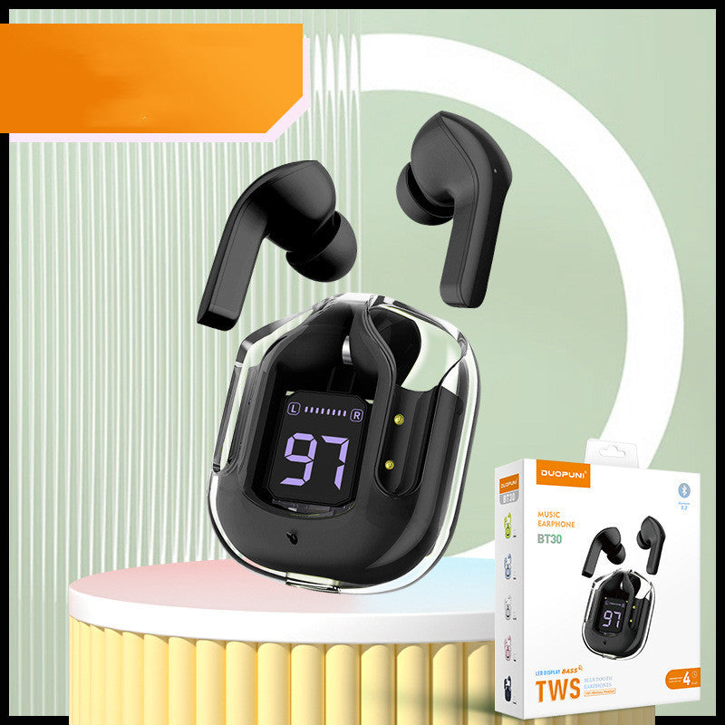 Premium Mini Transparent Wireless Earbuds - Bluetooth 5.3 ENC Noise Cancelling Headphones with Digital Display