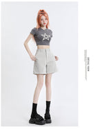 Women's Denim Shorts Fashion Retro Summer High-waisted Slim Wide-leg Pants