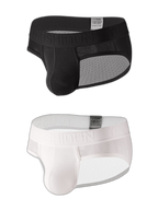 2 Pack Men's Low Rise Mesh Large Pouch U-convex Breathable Comfortable Briefs