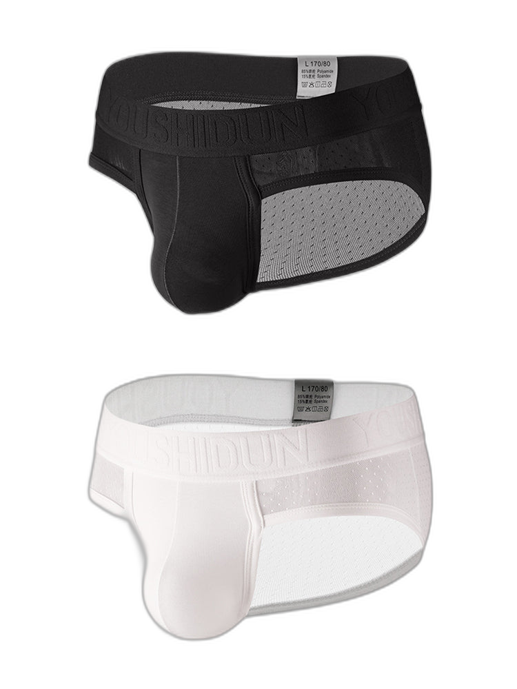2 Pack Men's Low Rise Mesh Large Pouch U-convex Breathable Comfortable Briefs