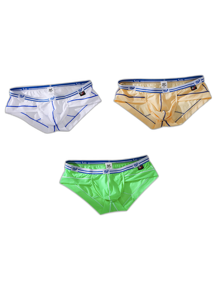 3 Pack Sexy Fashion Ice Silk Solid Color Men's Briefs