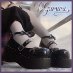 Women's Heightened Thick Bottom Chain Retro British Style Leather Shoes