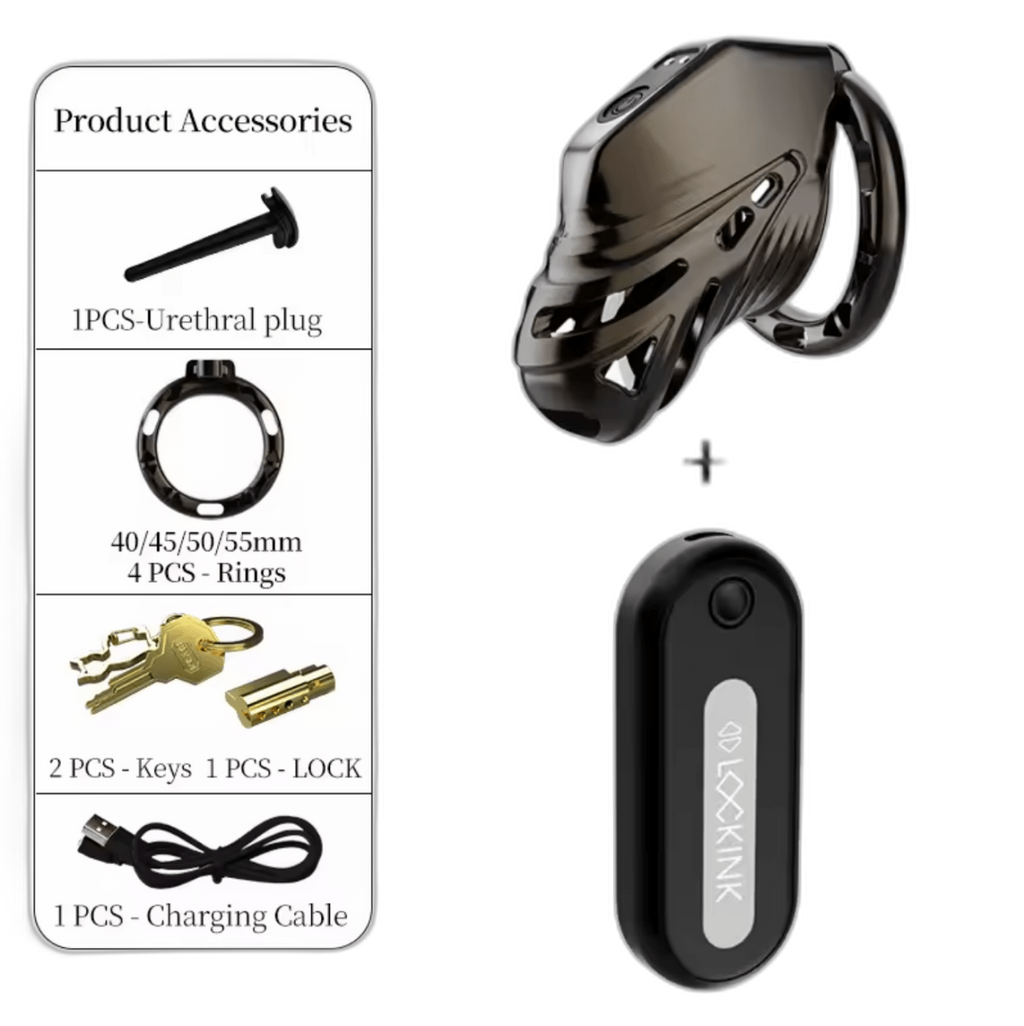App Controlled Shock Chastity Cage And Key Box Bundle