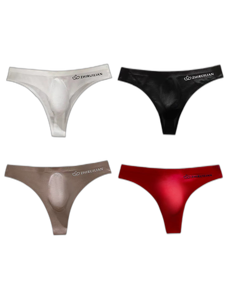 4-pack Men's Sexy Solid Color Letter Seamless Thong