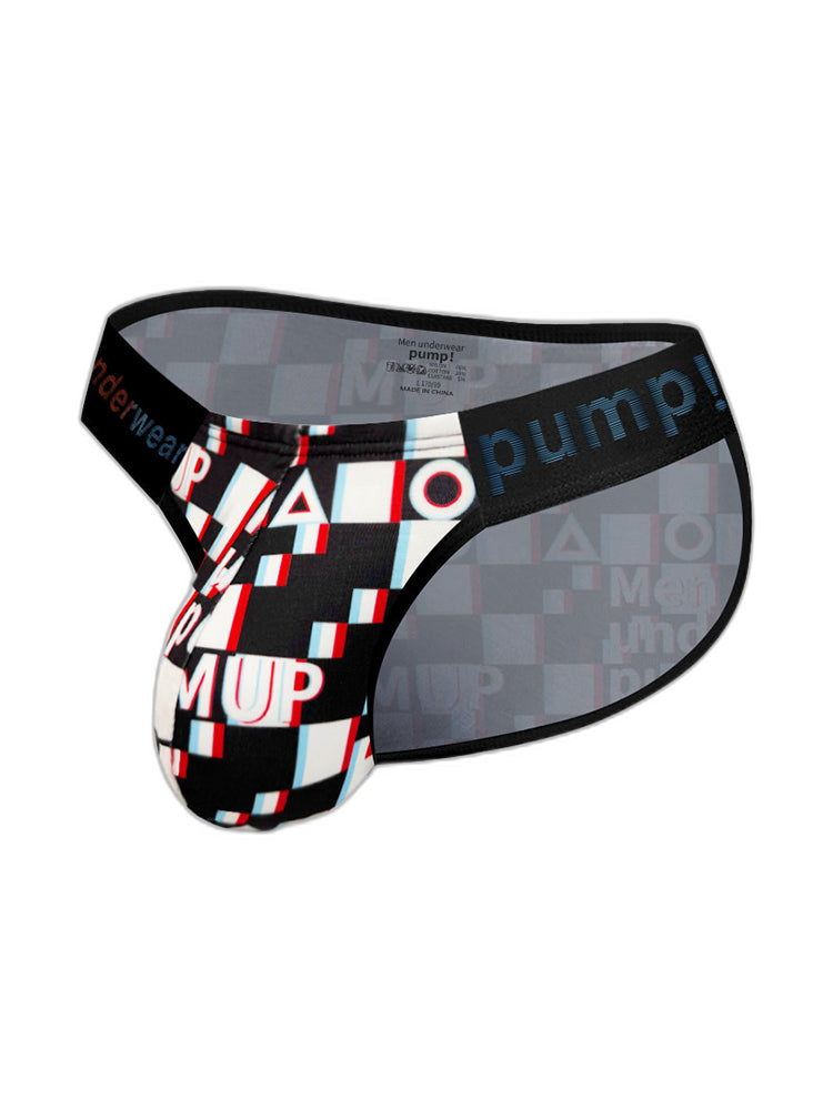 2 Pack Men's Breathable Alphabet-Print Expanded Pouch Briefs