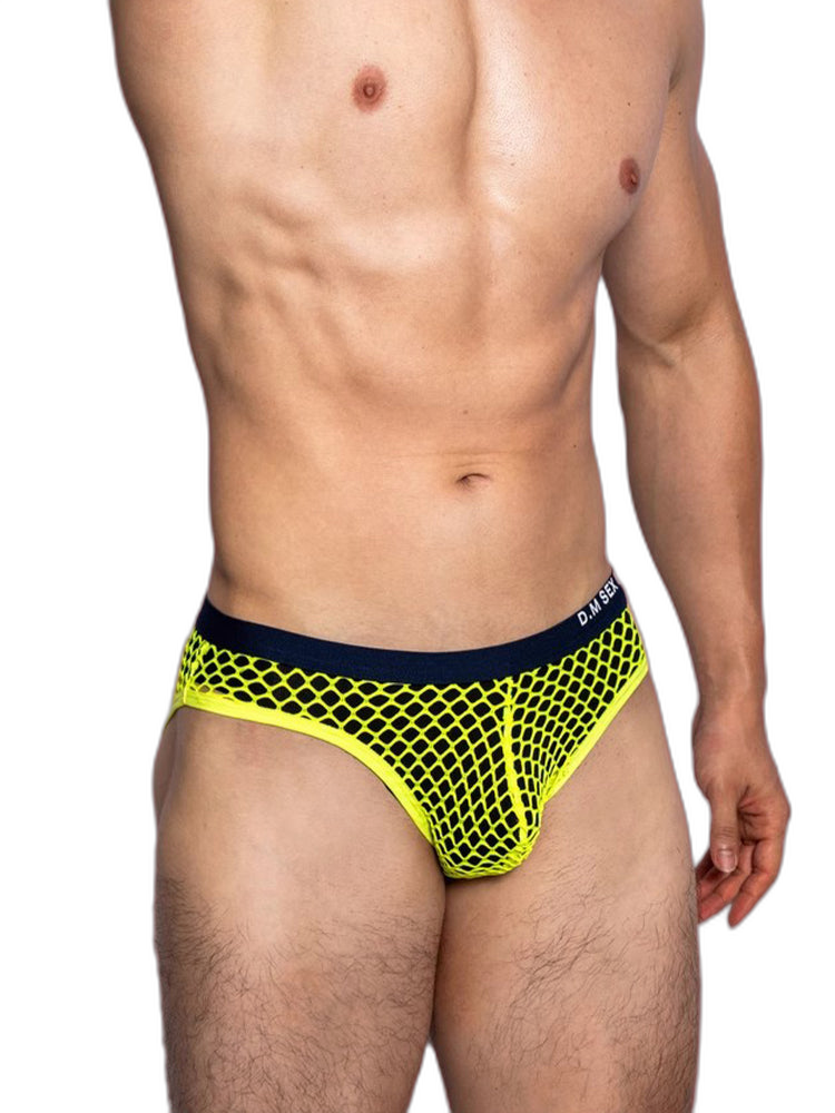 3 Pack Men's Low-Waist Sexy Big Mesh Breathable Transparent Sports Briefs