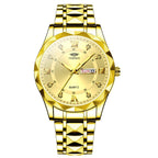 Men's Diamond Shell Calendar Watch - Stainless Steel Luxury Timepiece