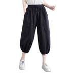 Women's Korean Style Cotton And Linen Casual Ninth Pants
