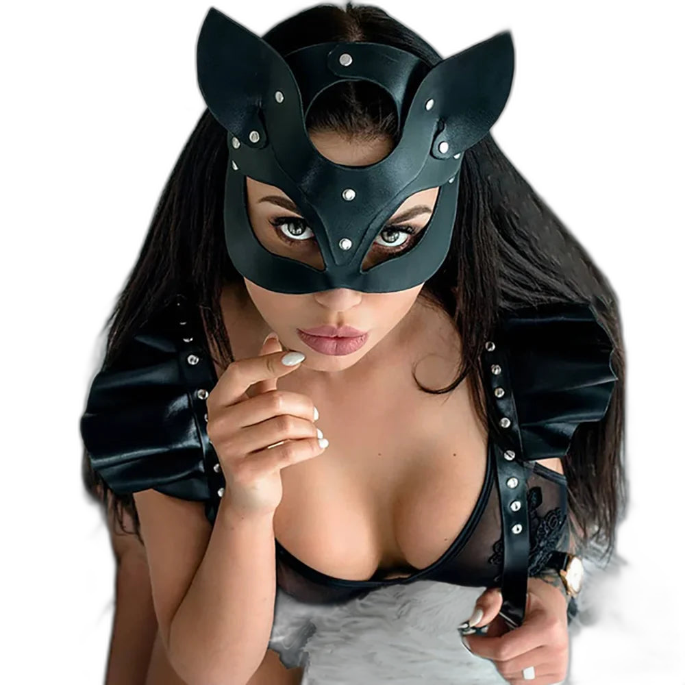 Seductive Women's Leather Lingerie Body Harness Outfit