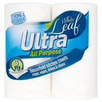6 X White Leaf Kitchen Towel 2 ROLL