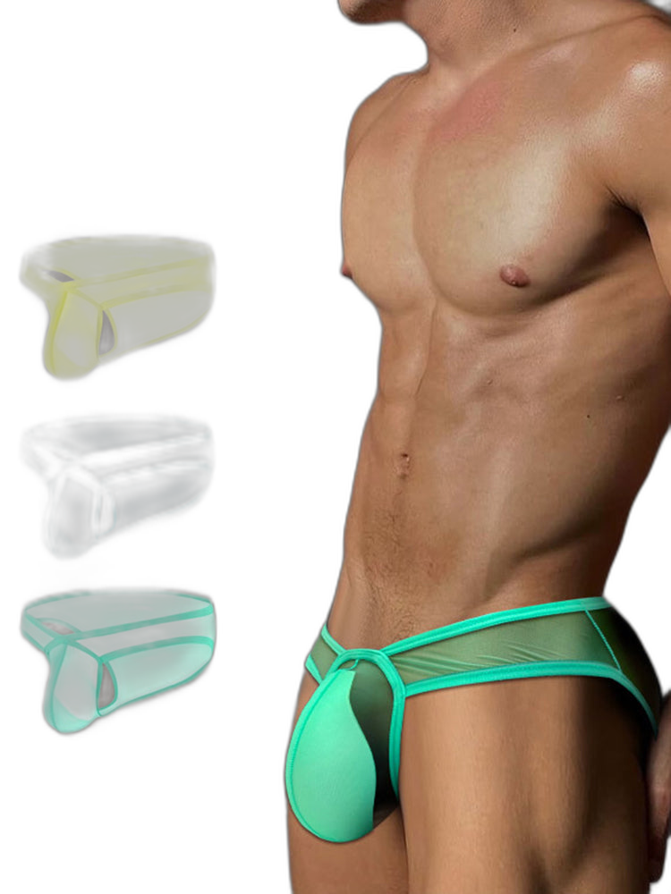 2 Pack Men's Ice Silk Breathable Sexy Low-Rise Anti-Odor Briefs