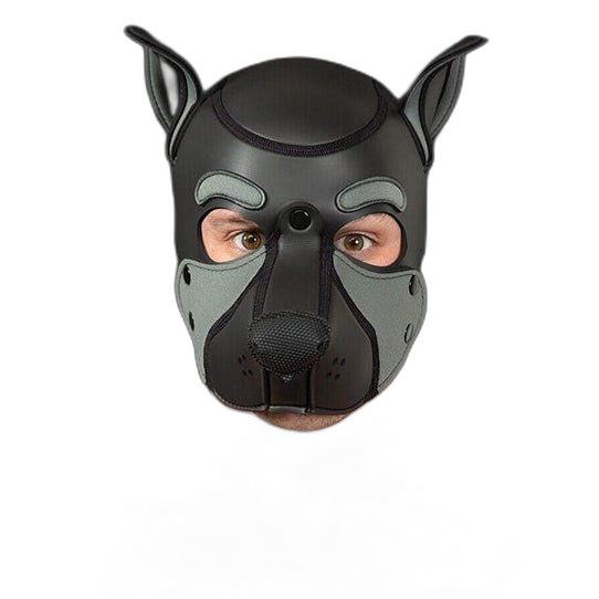 Mr S Leather NEOPRENE FRISKY Puppy Hood | Black & Grey