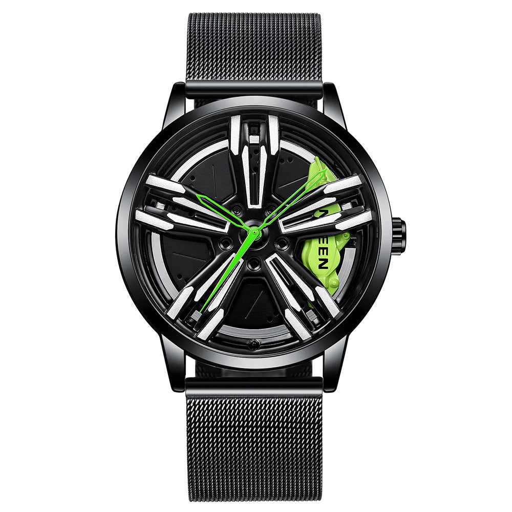 Locomotive Watch Men's  Wheel Three-dimensional Hollow Car