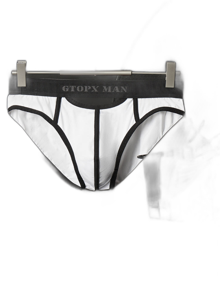 Men’s Spliced Lines U Convex Pouch Cotton Briefs