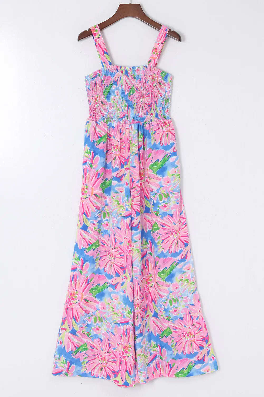 Smocked Square Neck Wide Leg Jumpsuit Women UK