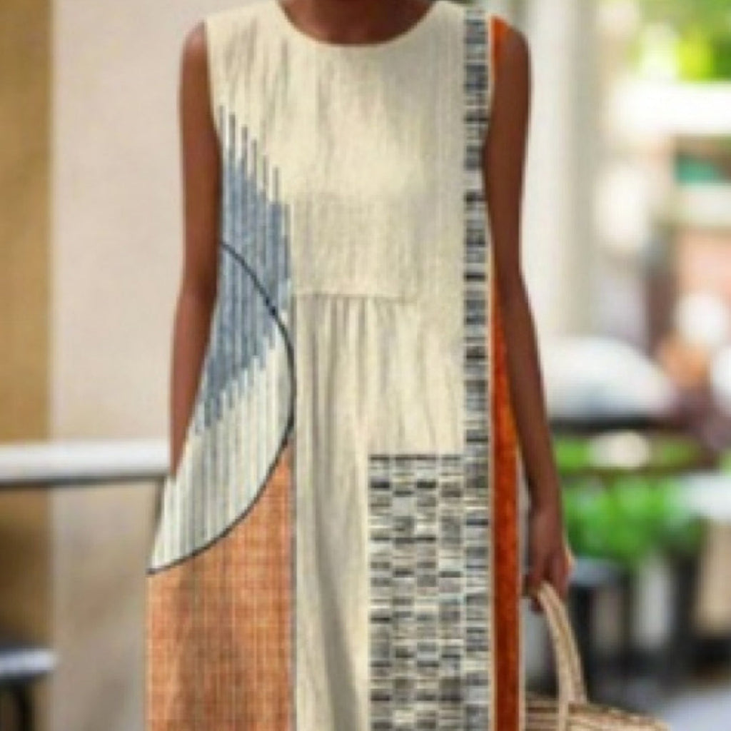 New Sleeveless Casual Printed Temperament Long Dress