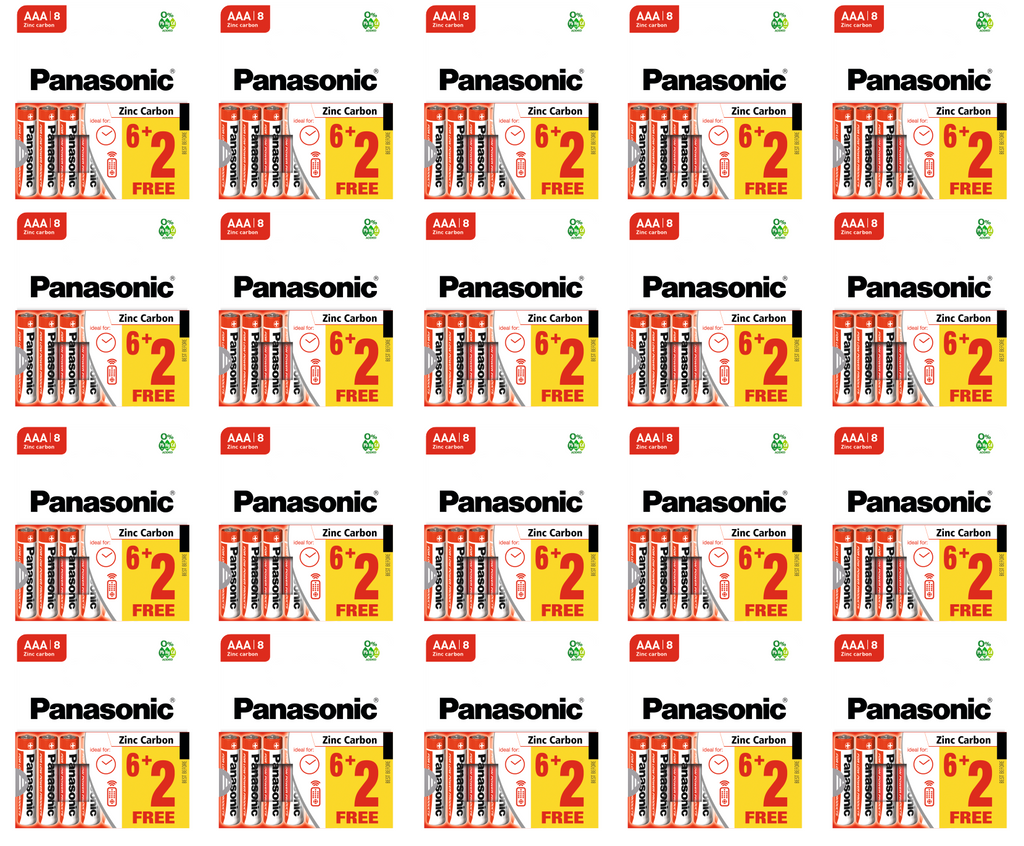 20 x Panasonic Batteries Aaa 6+2 Free 8 Pack