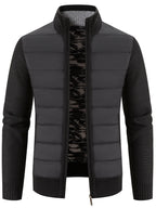 Men's Plus Size Quilted Knit Bomber Jacket with Stand Collar