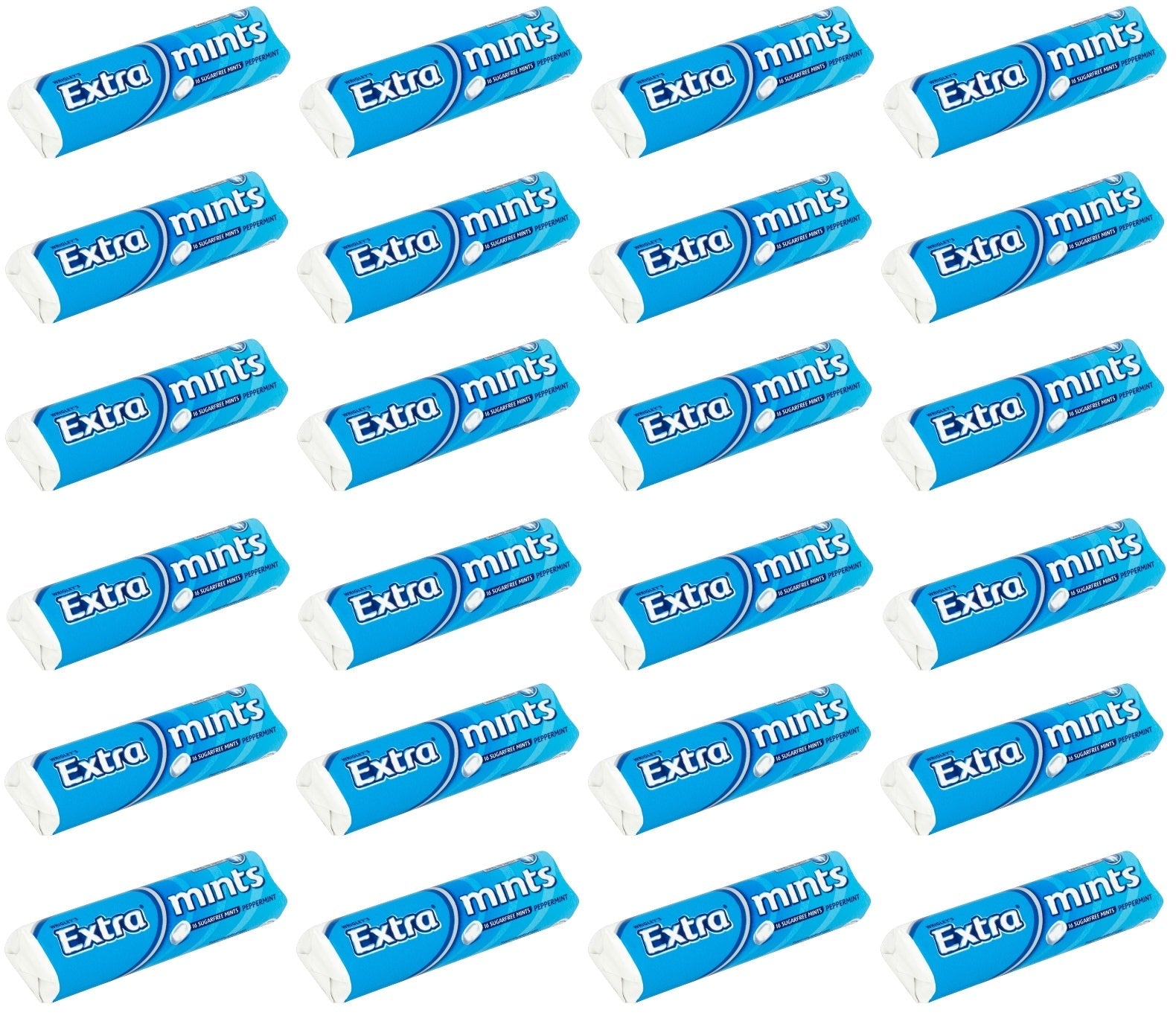 24 X Extra Mints Sugarfree Peppermint Roll Pack 16 PCE