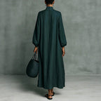 Women's Retro Tea-Party Outfit Cotton-Linen Button-Front Cheongsam Dress