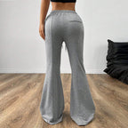 Simple Casual Pants Drawstring Elastic Waist Wide Leg Trousers