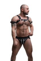ruff GEAR Double Tone Leather Bulldog Harness White Black