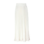 Draped Elastic-waist Versatile Figure-flattering Sophisticated Elegant Solid-color Maxi Skirt